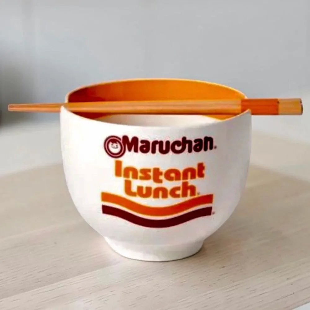 NWT Maruchan Ramen Microwave Dishwasher Safe Ceramic Bowl w/ Reusable Chopsticks